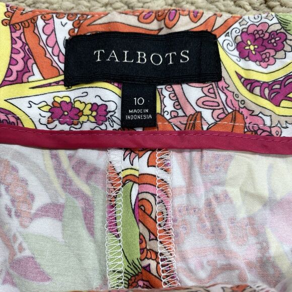 Talbots Size 10 Shorts Colorful Floral Pink Orange Green Preppy Cotton Stretch - Picture 2 of 6